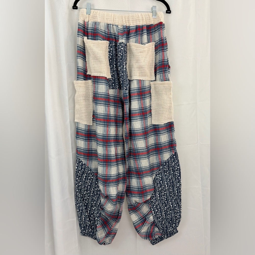 POL Multicolor Blues/Cream/Red Patchwork Crochet … - image 4